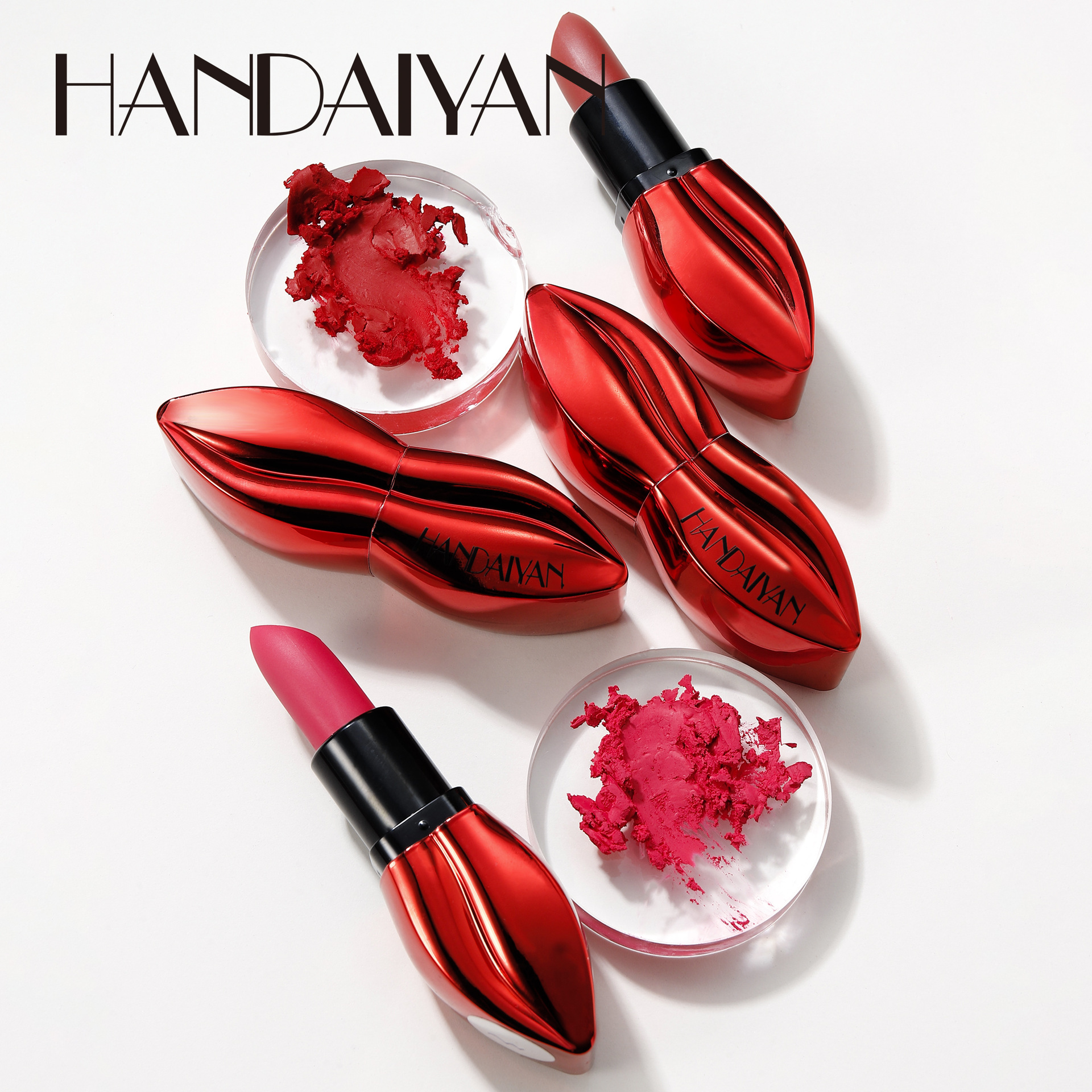 Cross-border lipstick set, 6-lip shape, Han Daiyan matte, non-fading, non-stick cup, matte lipstick gift box Item Picture