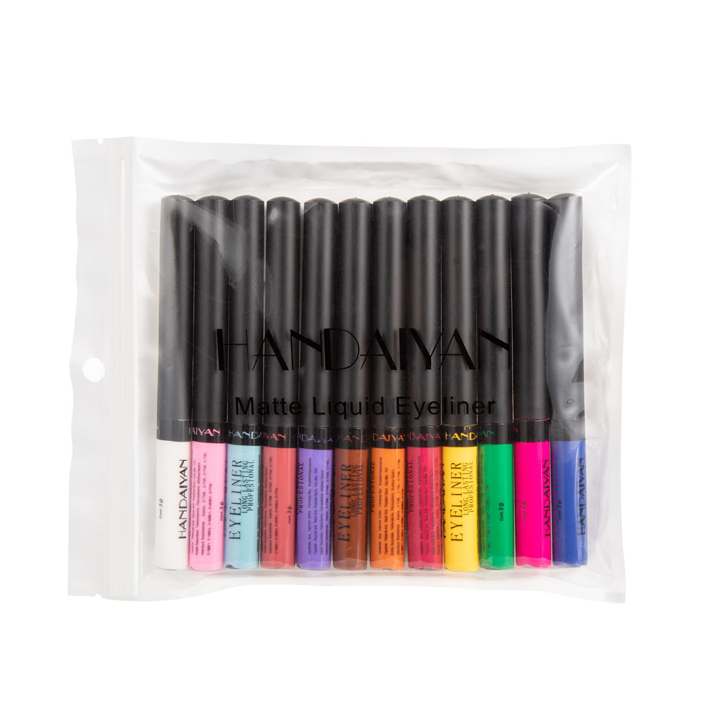 Cross-border Color eyeliner 12-piece set handaiyan matte Liquid Eyeliner Waterproof and sweat-proof Liquid Eyeliner Pen Item Picture