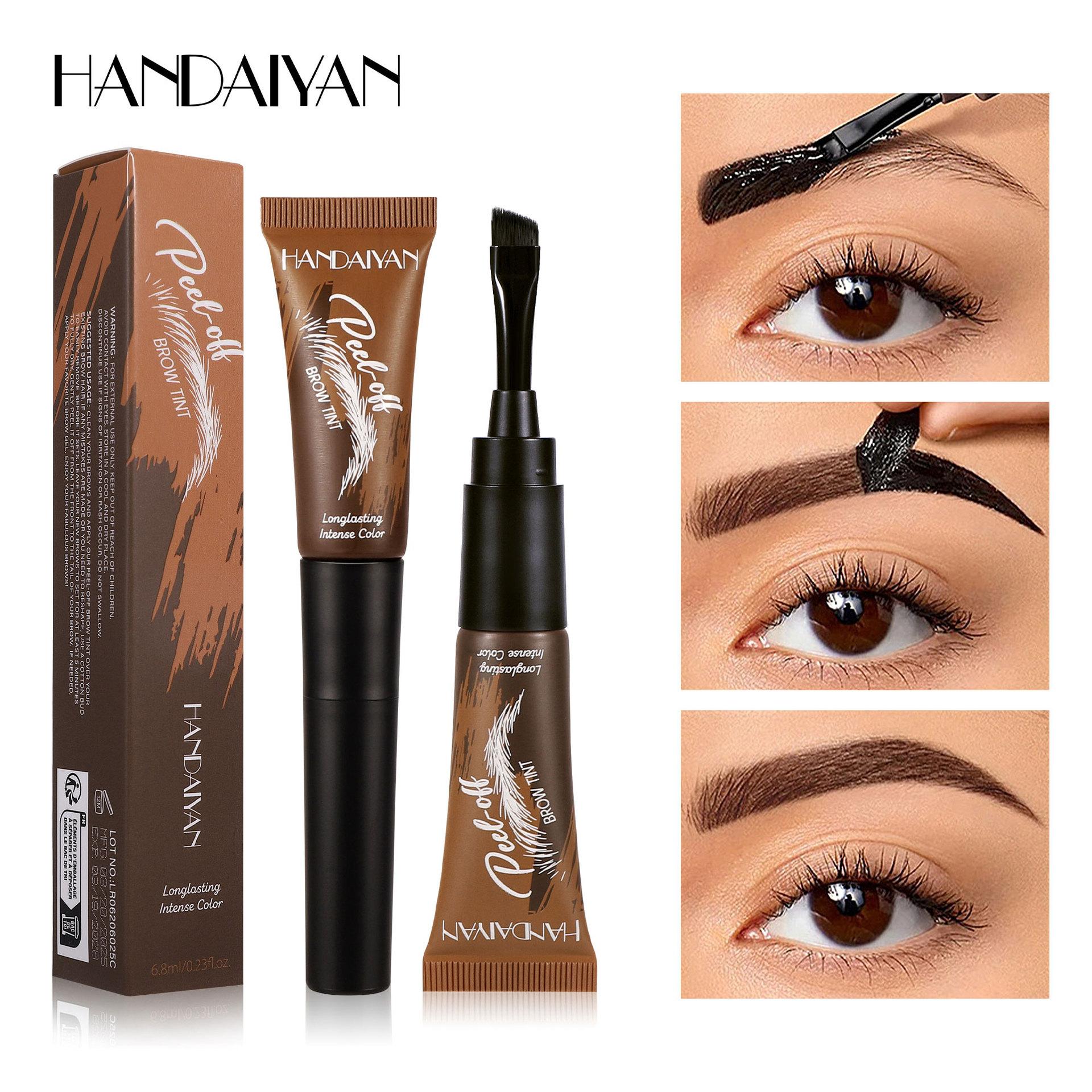 Cross-border Eyebrow dyeing cream in stock, tearable and waterproof HANDAIYAN Five-color eyebrow cream, long-lasting dyeing tearable eyebrow dyeing cream full figure