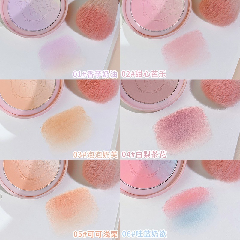 xixi's energetic summer gradient blush palette brightens up the natural nude makeup with a slightly tipsy blue and purple blush. Affordable blush for students Application Scenario