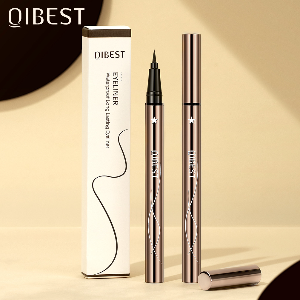 QIBEST Cross-border Ultra-fine eyeliner Liquid: Smooth, flowing, long-lasting without smudging, quick-drying, beginner eyeliner waterproof wholesale full figure