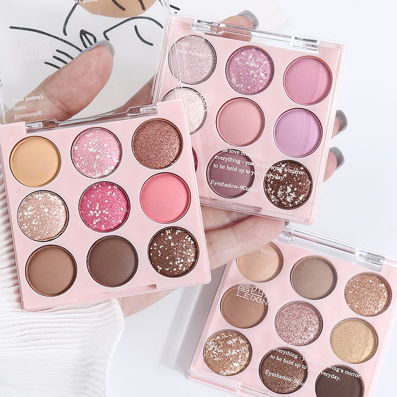 Ice cream eyeshadow palette, pure nine-color pearlescent, matte, glossy, ground color, glitter, sequins, beginner's blush, high-gloss nine-grid full figure