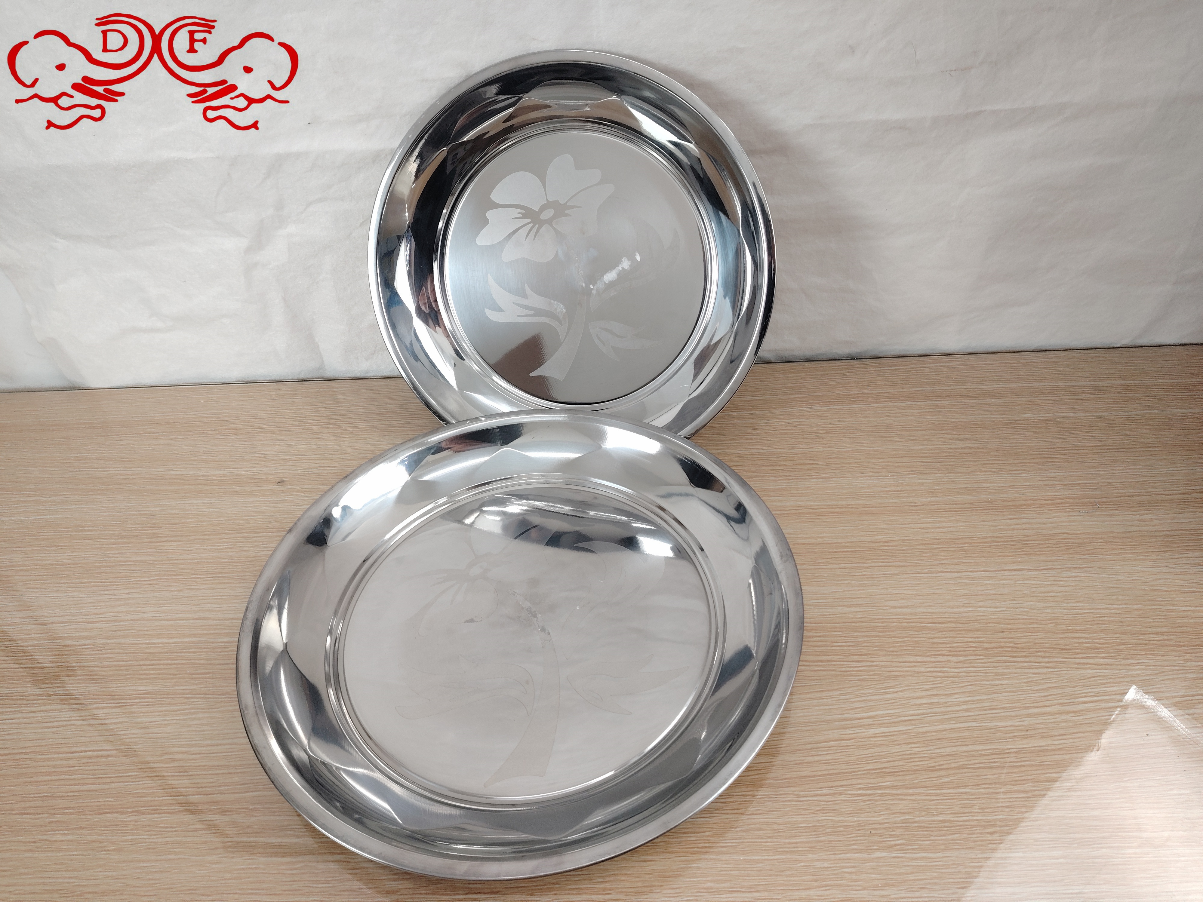 DF99059 stainless steel round plate thickened shallow plate vegetable plate household vegetable plate flat base cold noodle plate Fish plate rice plate DF TRADINGHOUSE Specification image