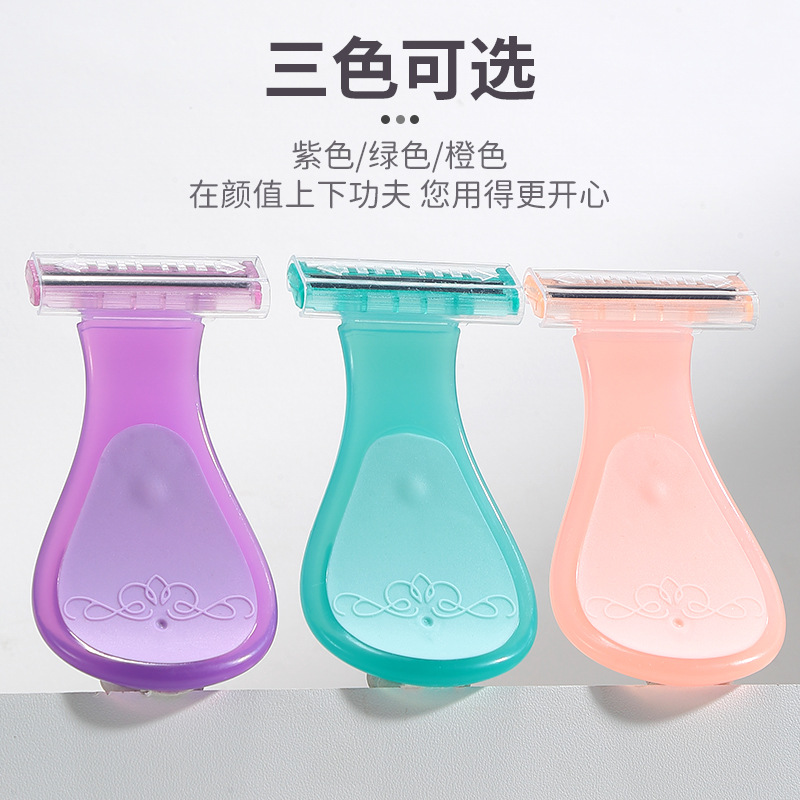 LMLTOP Compact rake knife, stainless steel three-layer blade shaving knife, portable shaving knife for women SY330, carefully selected Specification drawing