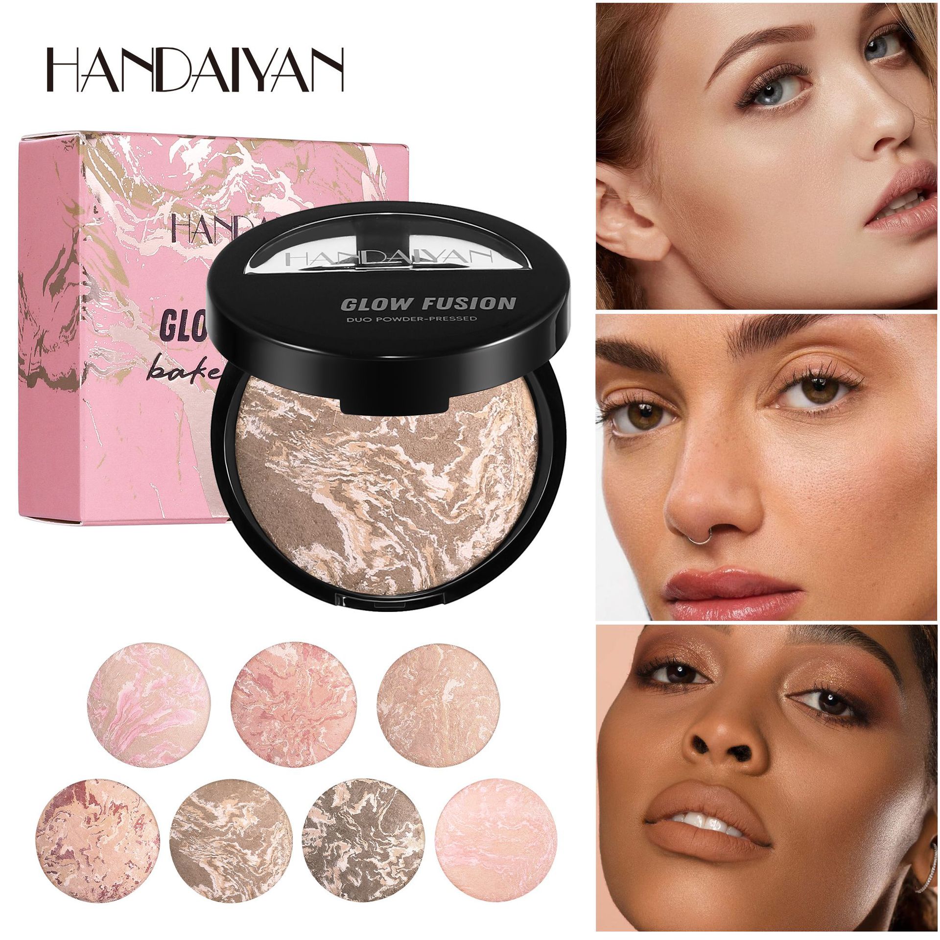 Cross-border High-gloss contour Setting Powder, pearlescent oil-controlled baking powder, HANDAIYAN Concealer Powder Setting full figure