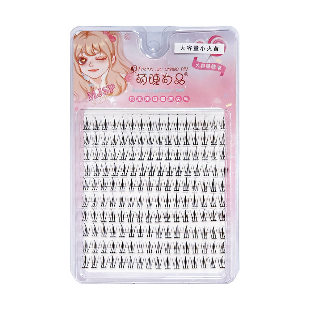 Mengjie Shangpin Little Flame Eyelash Black Stem 10-row segmented Mama's birth natural simulation curled eyelash cosplay comic Item Picture