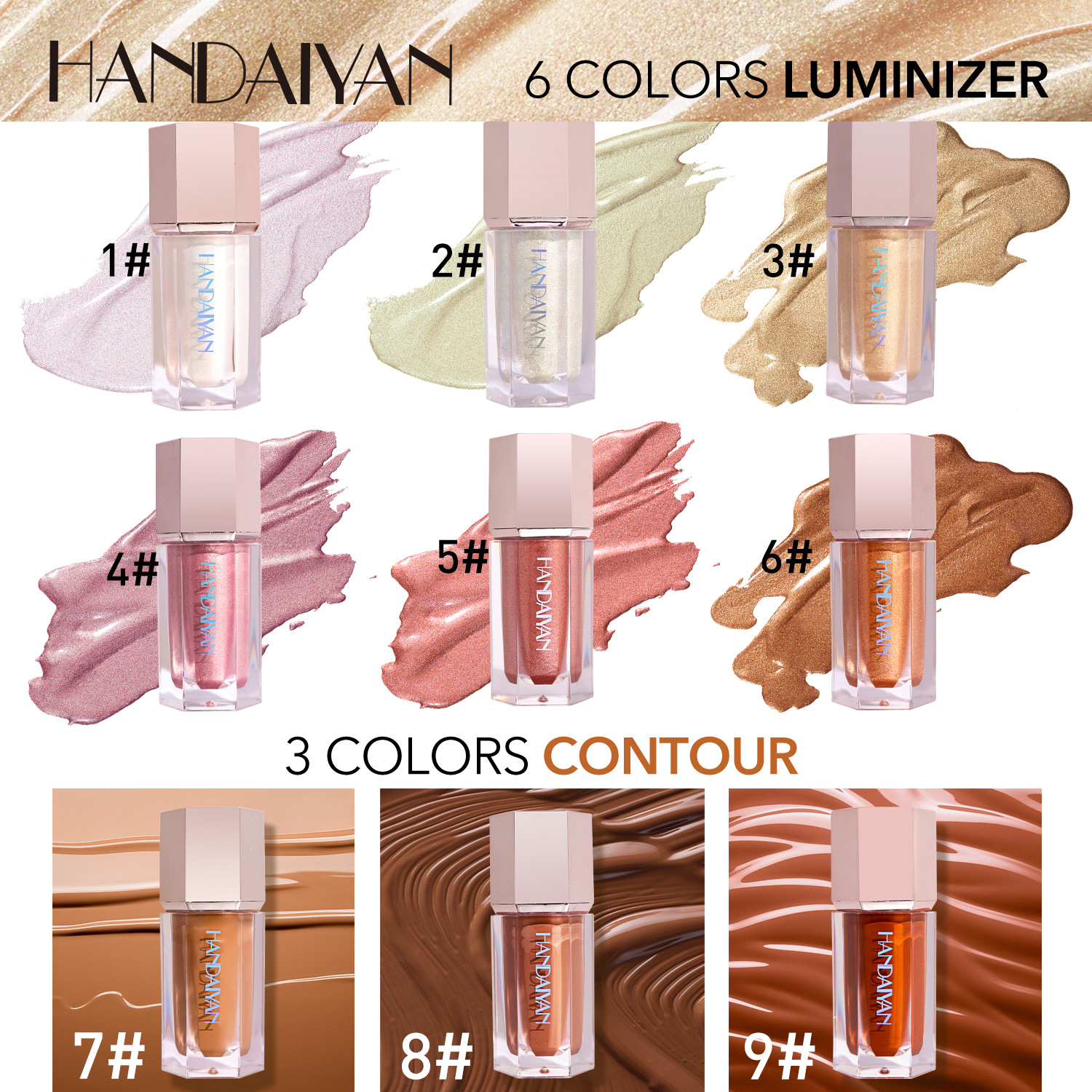 handaiyan Highlighter Contouring Liquid, Han Daiyan Facial Shadow Pearl Brightening Liquid, Cross-border Eyeshadow Liquid from Europe and America details Picture