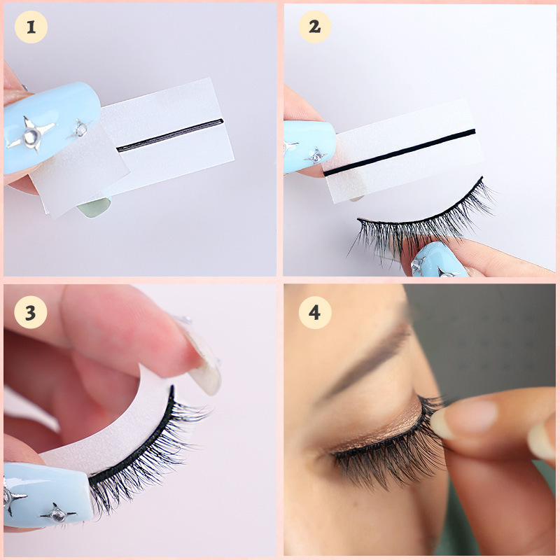 Self-adhesive temperature-sensitive jelly tape, glue-free self-adhesive false eyelashes, waterproof and sweat-proof, reusable eyelash replacement tape Specification drawing