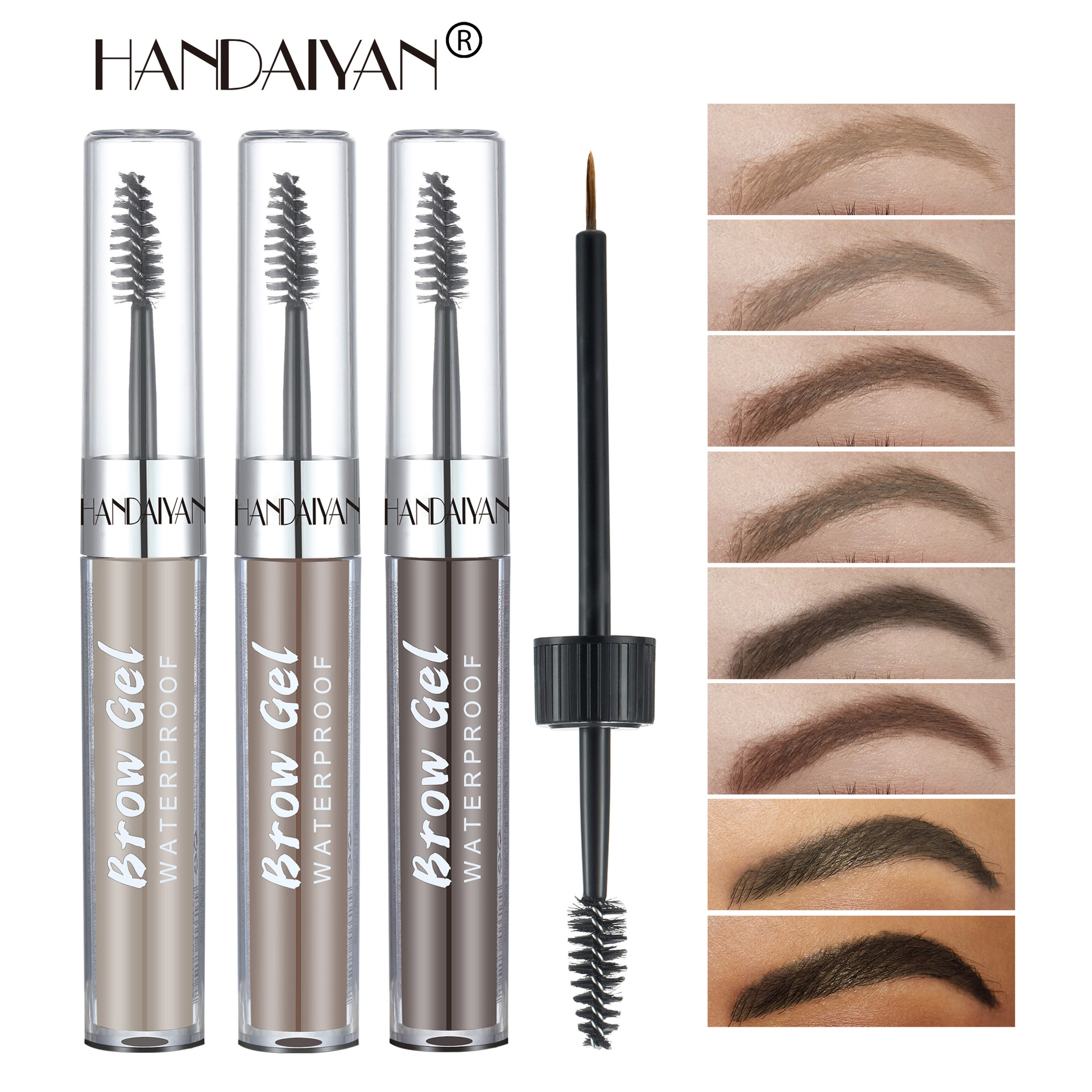 Cross-border Eyebrow Dye Liquid 8-color Waterproof double-head eyebrow Brush HANDAIYAN Easy to color, long-lasting waterproof eyebrow dye liquid details Picture