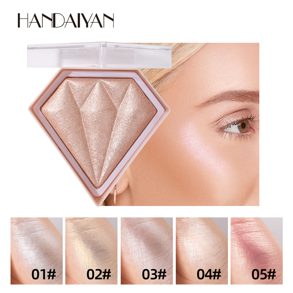 Cross-border Powder compact Setting and contouring handaiyan Brightening Skin Tone Three-dimensional Brightening glitter Diamond High-gloss Powder Compact details Picture