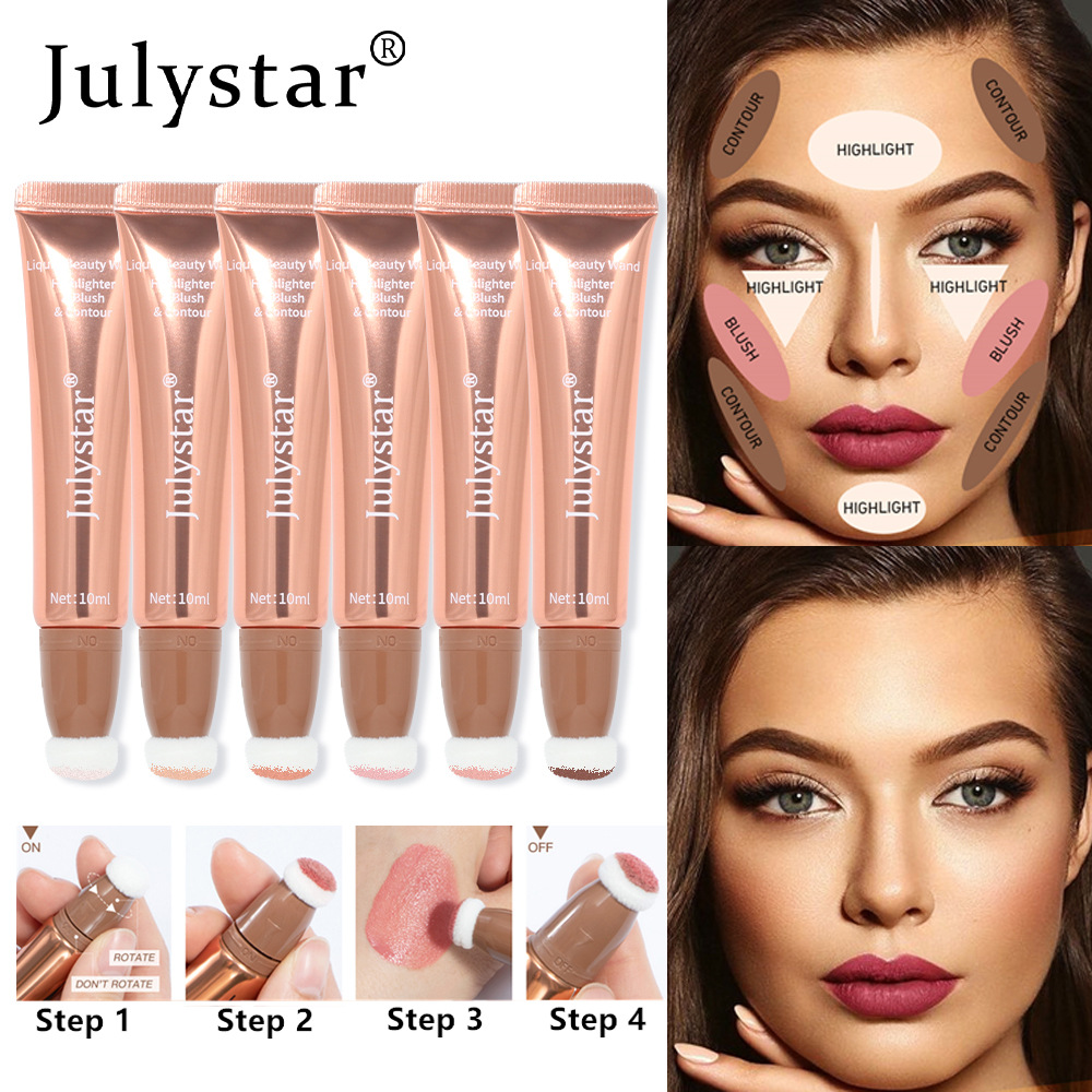 Cross-border liquid blush Highlighter contouring pen Pearlescent fine Shimmering matte beauty stick Natural brightening cushion Blush stick full figure