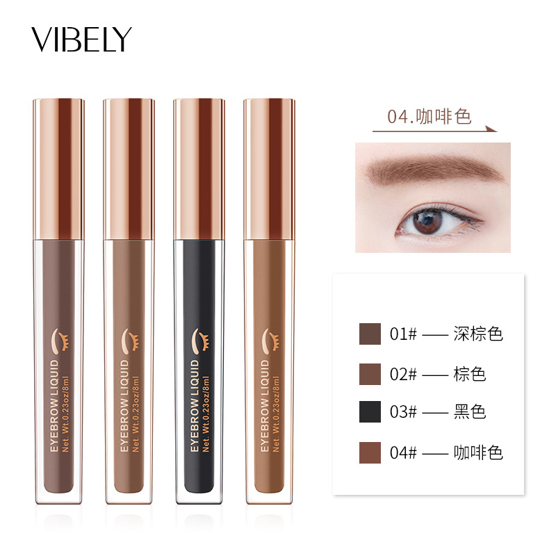 VIBELY Four-color Liquid Eyebrow Dye is waterproof and does not smudge. It is a light brown eyebrow liquid with a brush and a drawstring. It is an export version for eyebrows Application Scenario