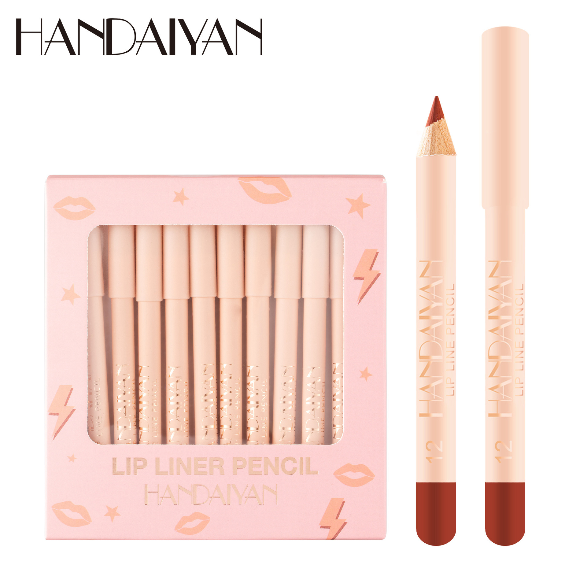 Cross-border 12-piece matte Lip liner pen set handaiyan Velvet non-fading outlined Lip Liner Pen Lipstick Pen set full figure