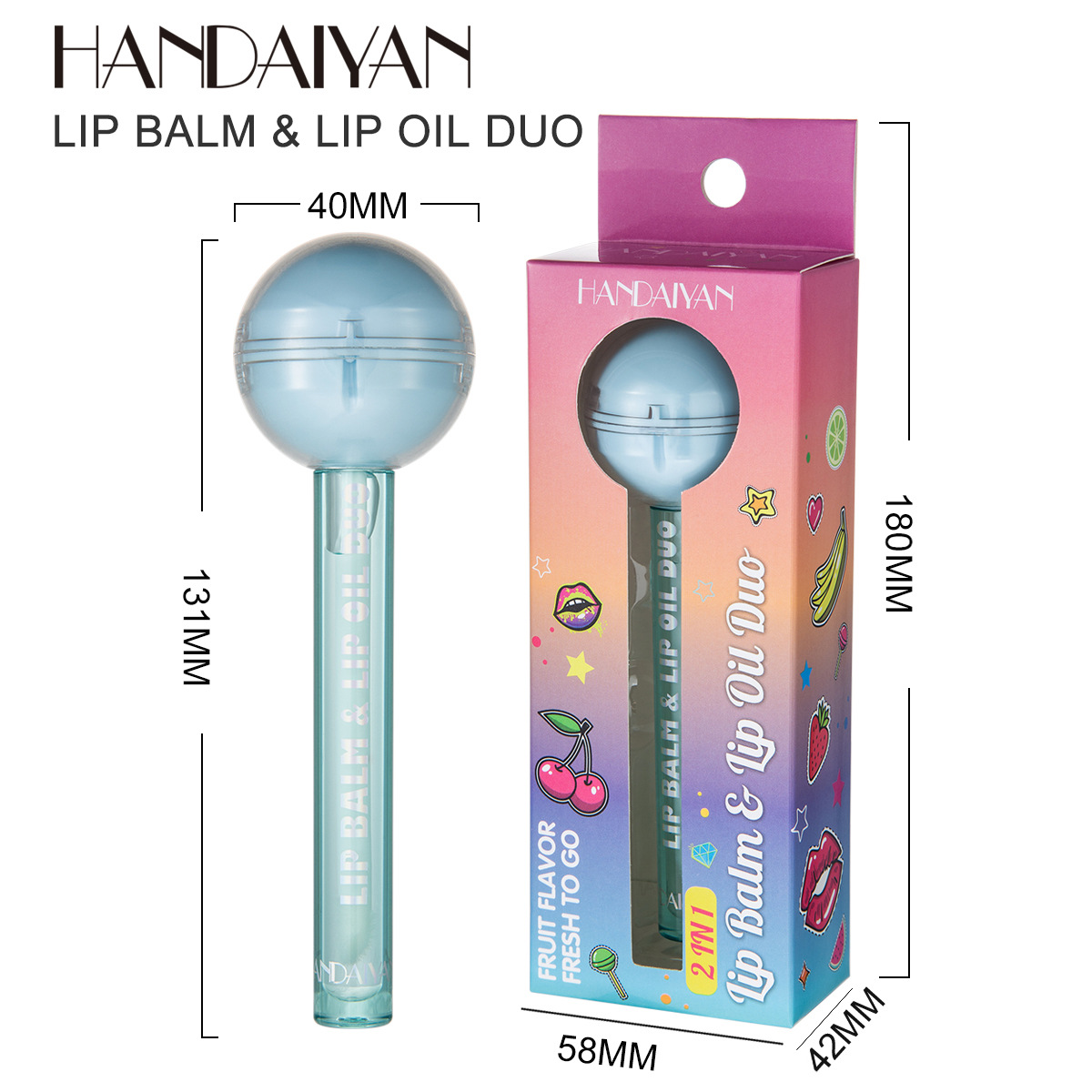 Cross-border exclusive color-changing lip gloss haidaiyan Makeup two-in-one lollipop Moisturizing Lipstick Lip Oil Lip gloss Item Picture
