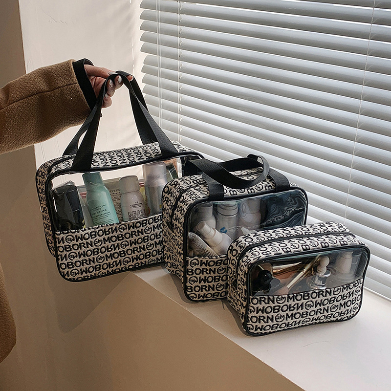 The makeup and toiletries bag can enhance the appearance level. The transparent PVC makeup box is portable and has a large capacity full figure