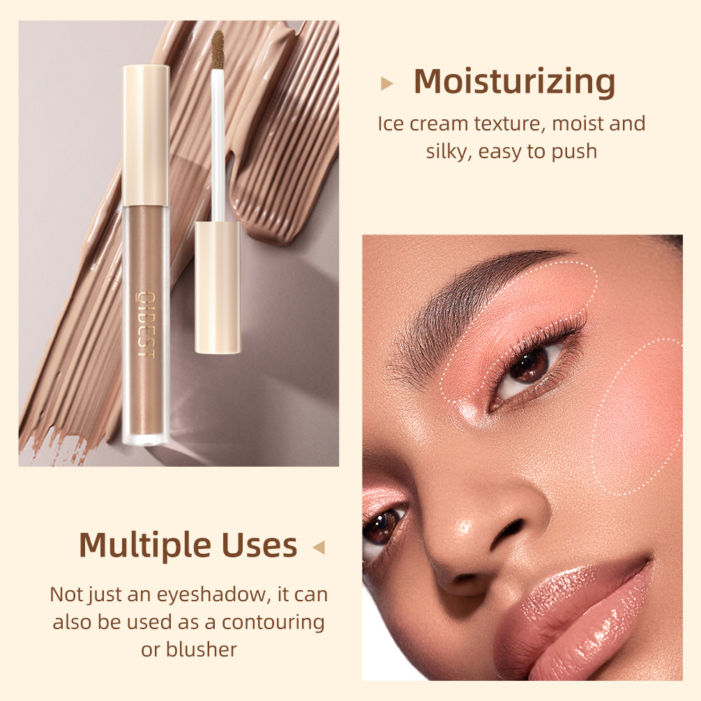QIBEST Matte liquid Eyeshadow Liquid, with a misty look, accentuates the face in nude and earth tones. It's a three-dimensional eye and cheek set Specification drawing