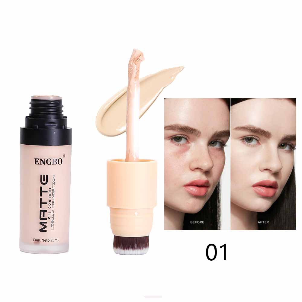 The new matte double-headed foundation is oil-control, brightening, concealing, long-lasting, breathable and comes with a brush details Picture