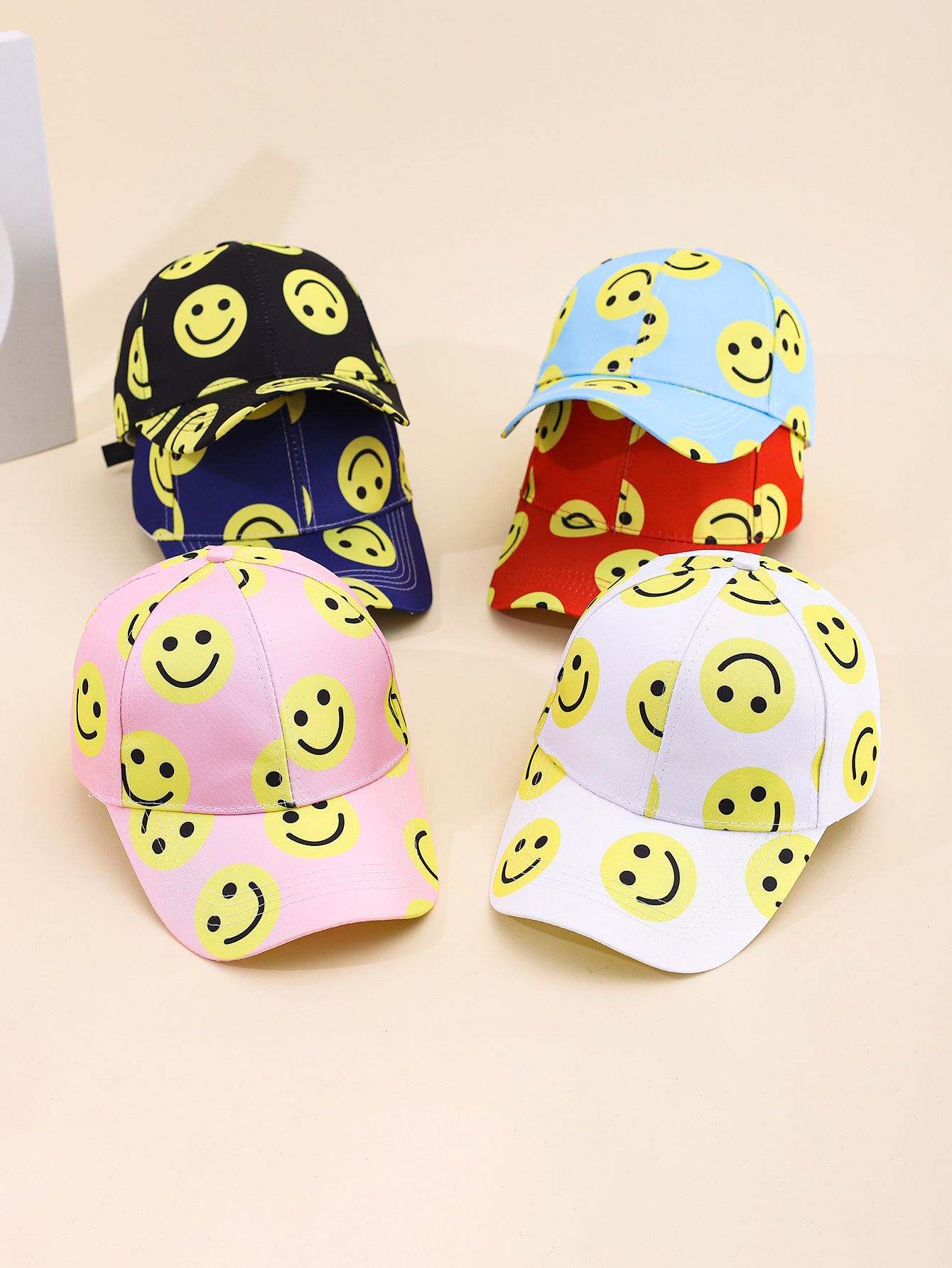 Spring and summer cross-border best-selling smiling printed baseball caps from Europe and America, outdoor travel sun protection and shading adult baseball caps, adjustable for foreign trade full figure