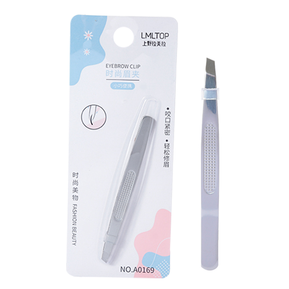 LMLTOP stainless steel eyebrow tongs, slanted eyebrow tongs, eyebrow plucking pliers, tweezers A0169 Item Picture