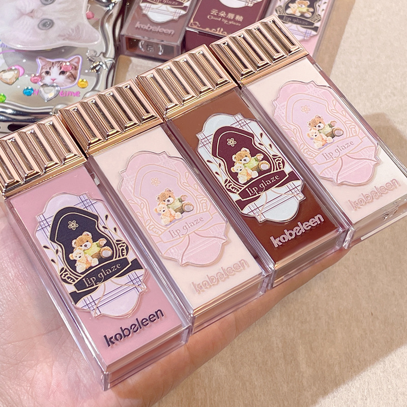 kobeleen Cloud Lip Gloss, Bear Lip Paste, matte finish, no color fading, no cup staining, easy to apply, affordable makeup Specification drawing