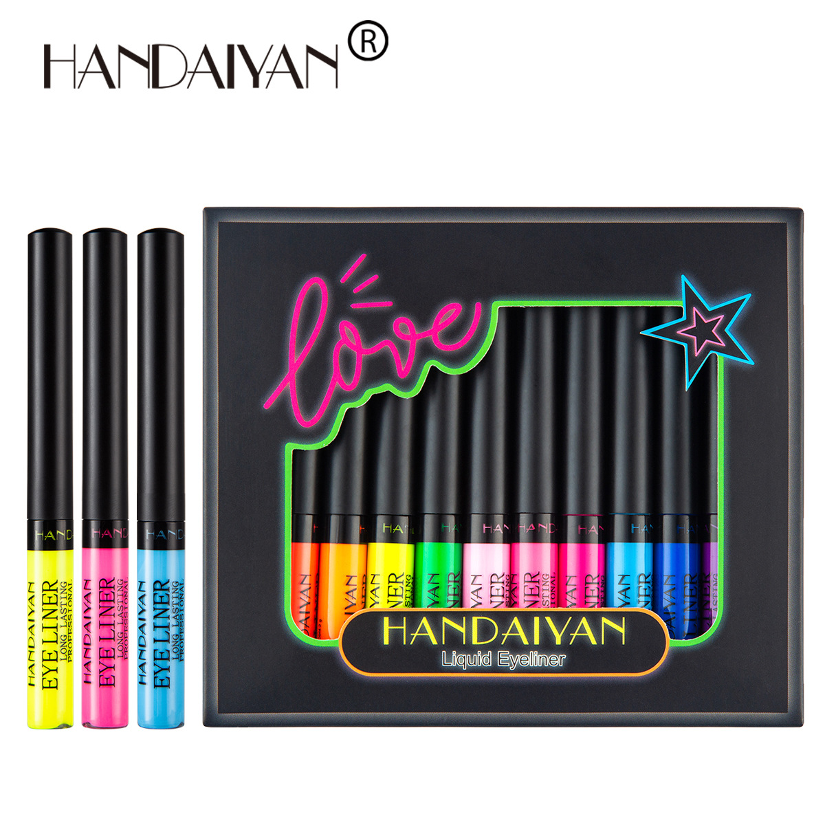 Cross-border bestseller handaiyan color matte eyeliner, waterproof and quick-drying liquid eyeliner that won't come off for a long time details Picture