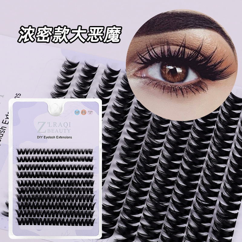 Foreign trade Fox series oblique flying simulation self-grafted single cluster false eyelashes, big eyes comfortable and natural segmented fishtail eyelashes Specification drawing