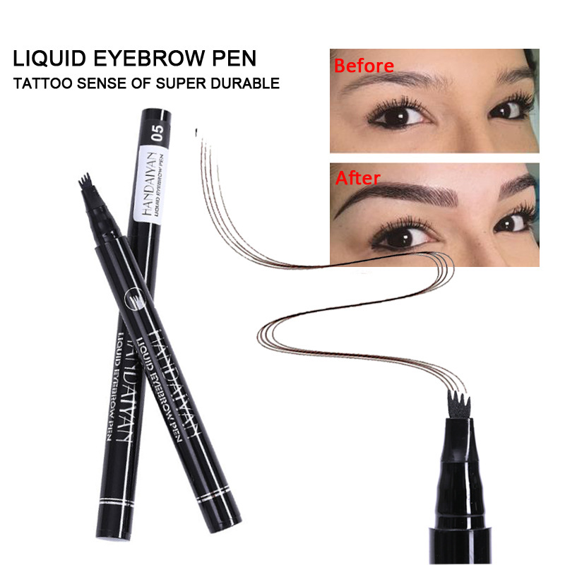 handaiyan, a cross-border exclusive four-pronged eyebrow pencil with extremely fine micro-engraving patterns, is waterproof, long-lasting and does not smudge the four-pronged tip Specification drawing