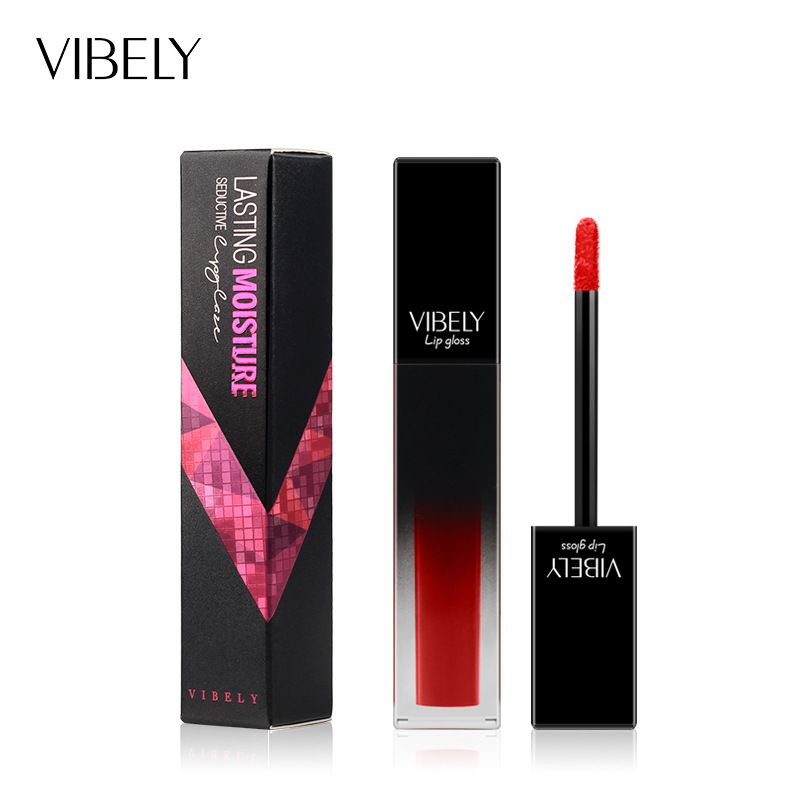 VIBELY matte nude liquid pearlescent lip gloss from Europe and America, matte non-stick cup, non-fading lip gloss, a bestseller in foreign trade Item Picture