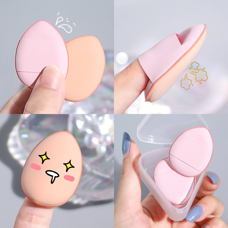 Thumb powder puff, fingertip cushion, loose powder, setting, concealing, finger pad details, mini mini slipper powder puff Specification drawing