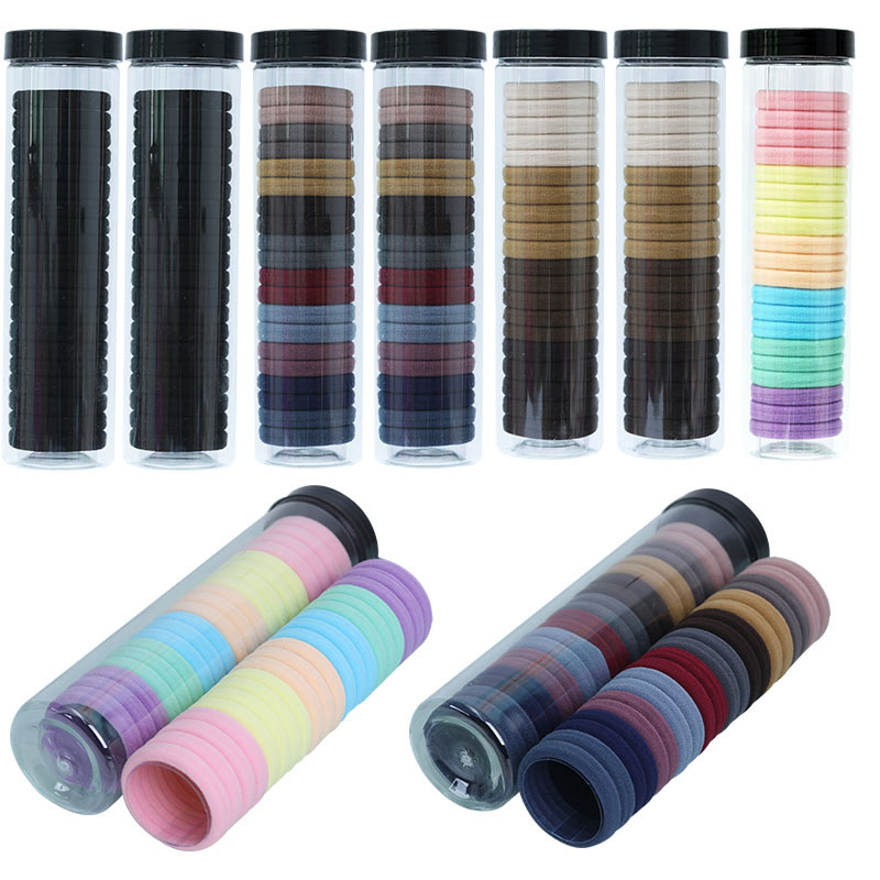 Korean version 20-piece canned high-elasticity hair band Douyin bestseller seamless bucket hair band non-constricting girls' rubber band details Picture