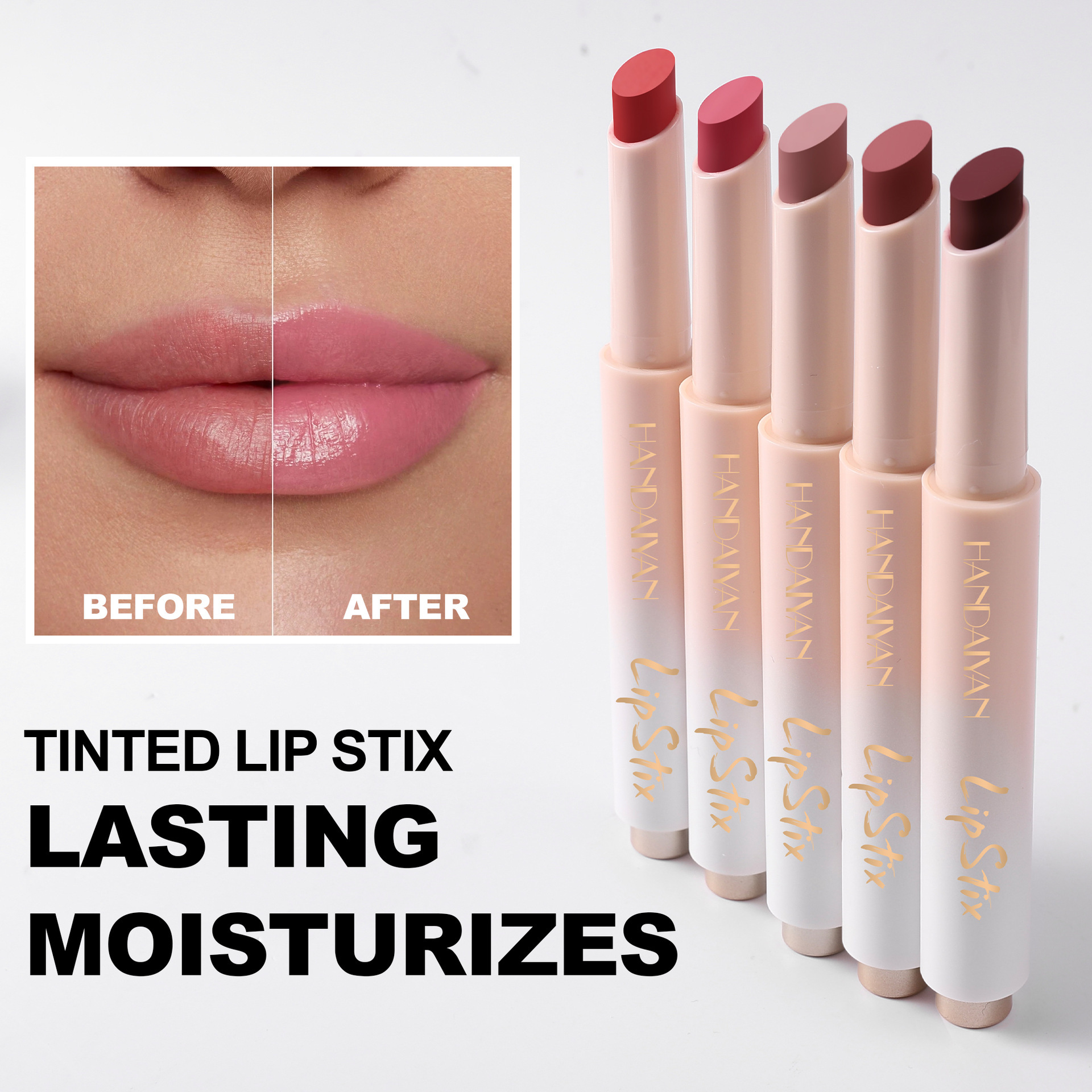 Cross-border press lipstick pen in stock: 8-color water gloss mirror handaiyan long-lasting Moisturizing Lipstick pen details Picture