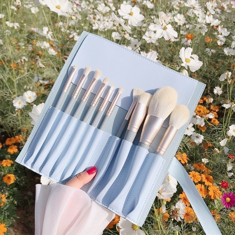 Blue Bridge 10-piece Makeup Brush Set for beginners: Eyeshadow brush, loose powder brush, foundation, soft Bristle brush, beauty tools, hair service full figure