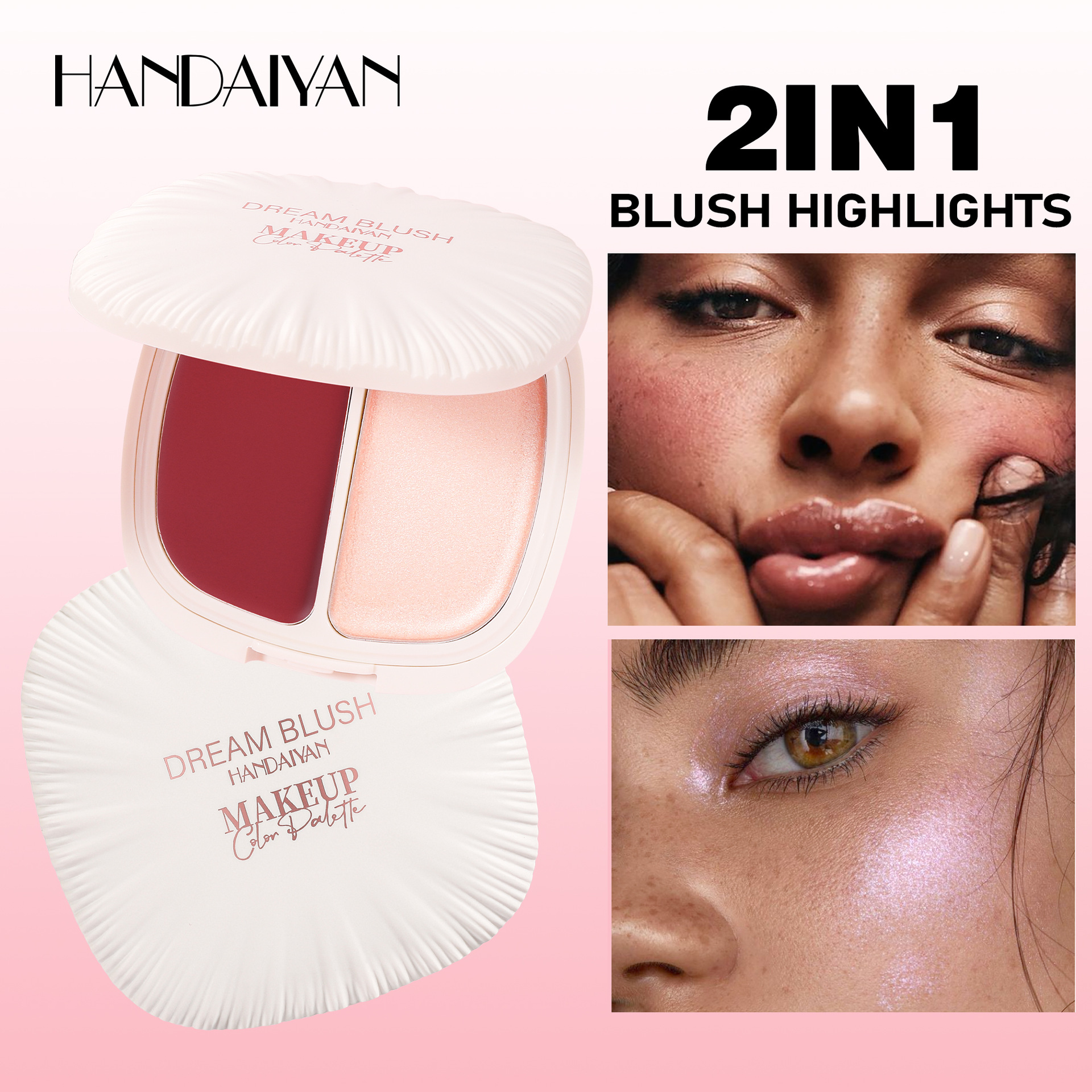 In-stock high-gloss two-in-one blush TK Shein's best-selling high-quality handaiyan cross-border exclusive 6-color blush details Picture