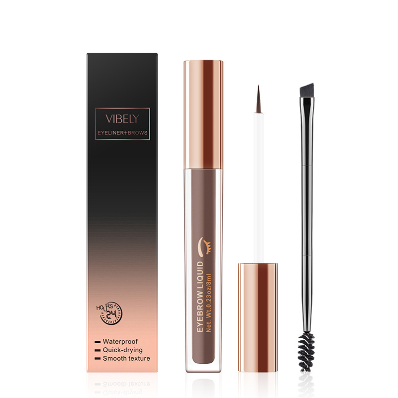VIBELY Four-color Liquid Eyebrow Dye is waterproof and does not smudge. It is a light brown eyebrow liquid with a brush and a drawstring. It is an export version for eyebrows Item Picture
