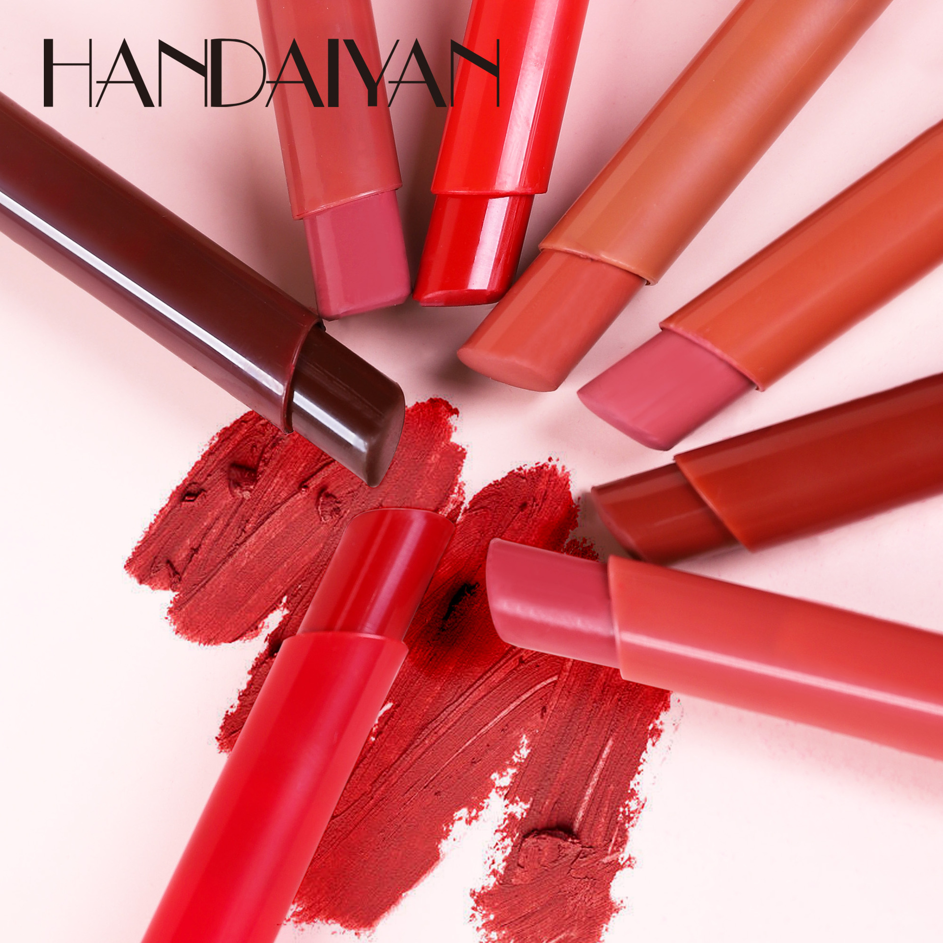handaiyan Han Daiyan Cross-border Easy-to-Apply Velvet matte Lipstick Tube Set, elegant and moisturizing Lipstick and lip balm Specification drawing