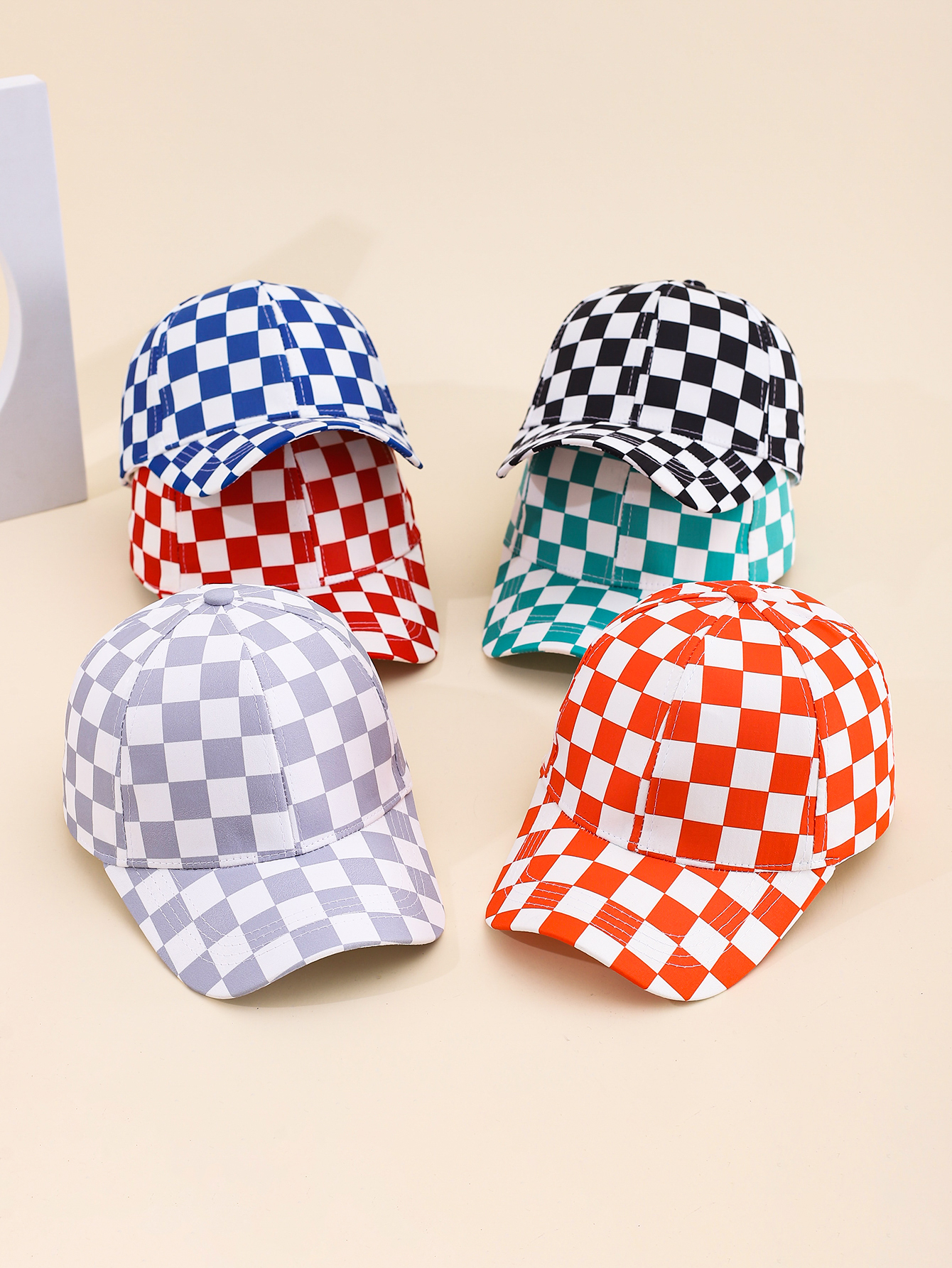 Spring and summer cross-border European and American bestsellers checkerboard printed baseball caps, outdoor travel sun protection and shading adult baseball caps, adjustable for foreign trade full figure