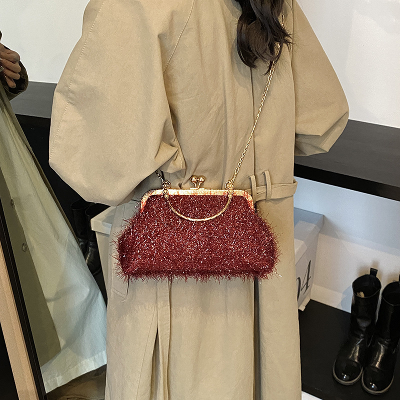 A trendy and fashionable women's 2024 autumn new chain crossbody bag, a Korean-style hand-held shell bag Specification drawing