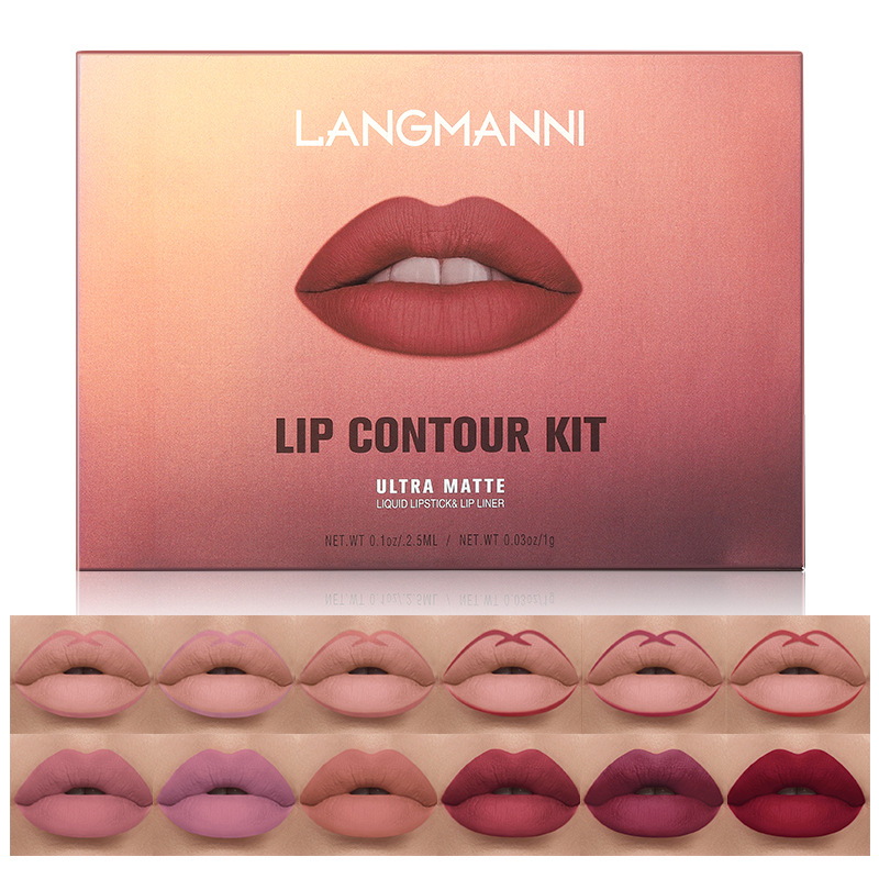 Langmanni 6+6 Matte Lip Gloss and Lip Liner Pen Set of 12 pieces Matte Lip Gloss Gift Box Set Application Scenario