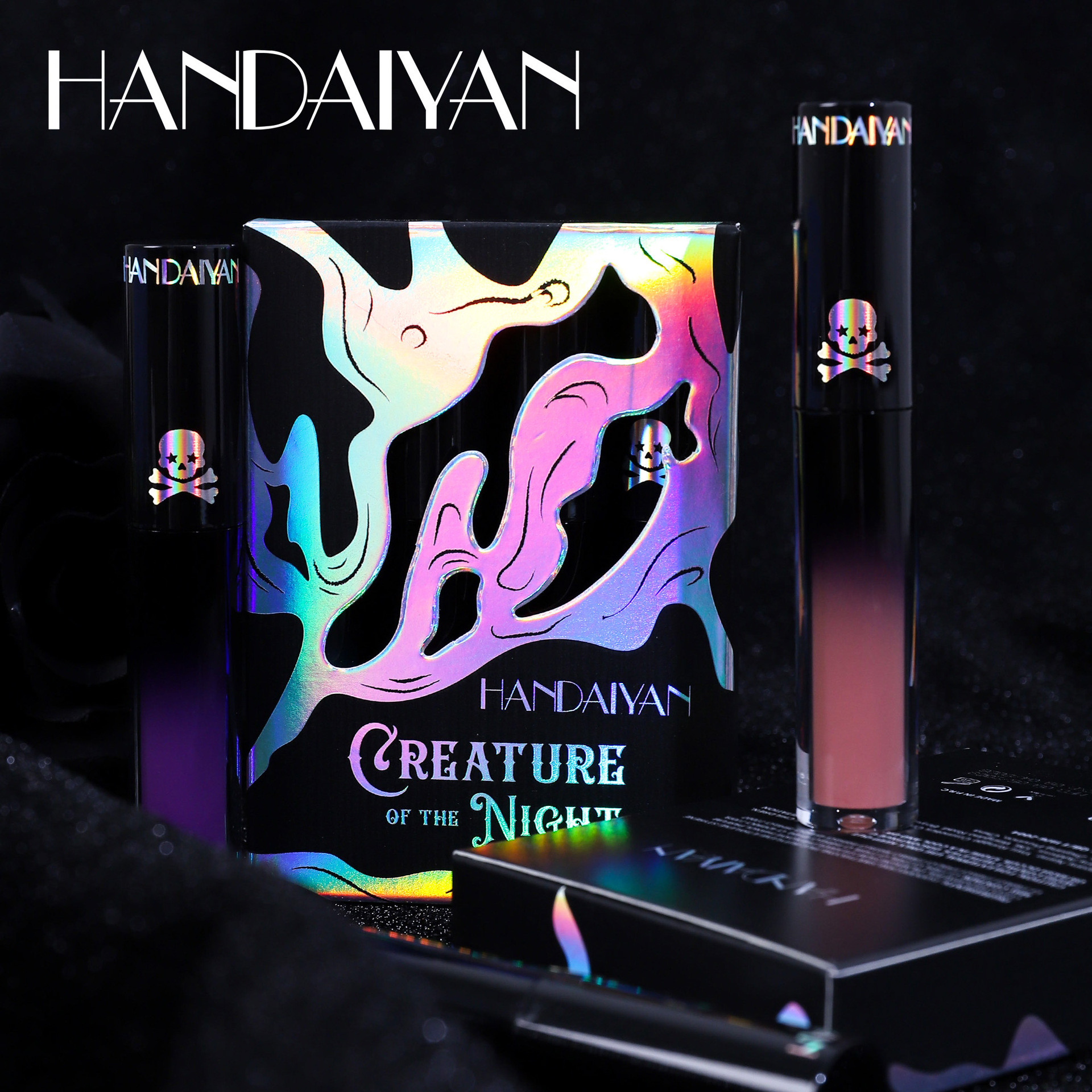 Cross-border Halloween Matte Lip Gloss Set of 4 handaiyan Velvet Gothic Lipstick Lip gloss Set details Picture