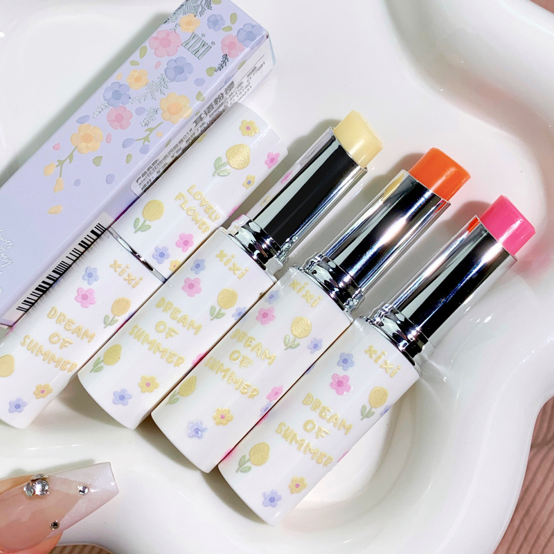 xixi Flower Story Temperature-sensitive Color-changing Lip Balm Moisturizes, hydrates, moisturizes, prevents dryness and cracking, and reduces lip lines. Colorless lip balm full figure
