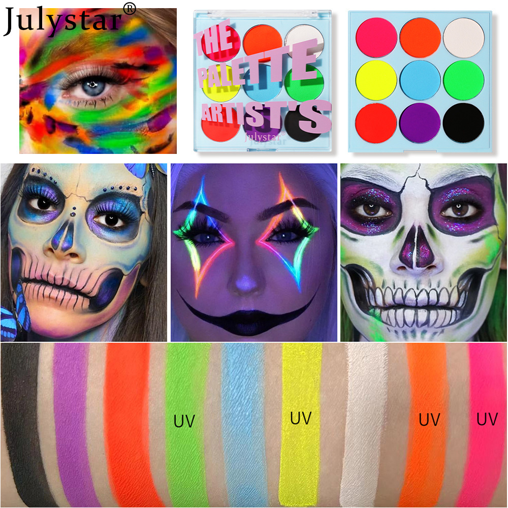 Cross-border European and American stage makeup water-soluble color UV eyeliner plate, luminous eyeliner, quick-drying and non-smudging body painting cream Specification drawing