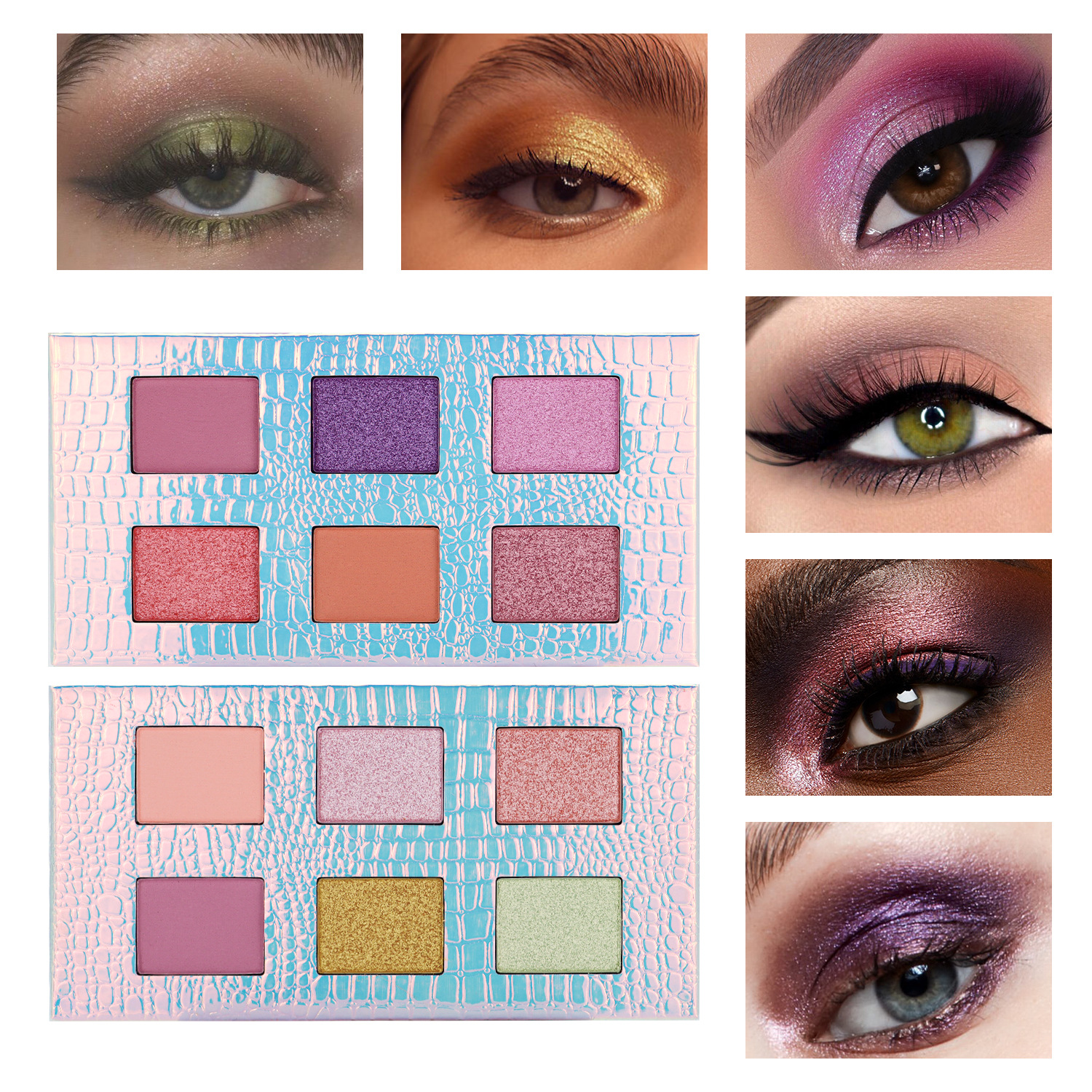 Cross-border new product: 6-color matte pearlescent eyeshadow palette, European and American multi-color contouring high-gloss fine glitter makeup palette, eye makeup full figure