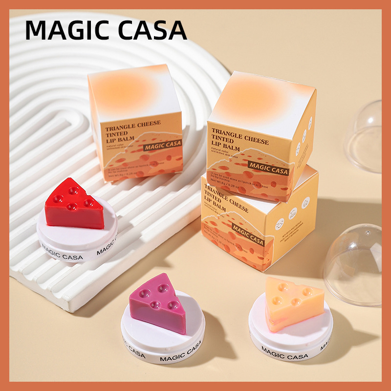 MAGIC CASA thermochromic cheese cheese-shaped lipstick is a transparent lipstick that does not fade easily full figure