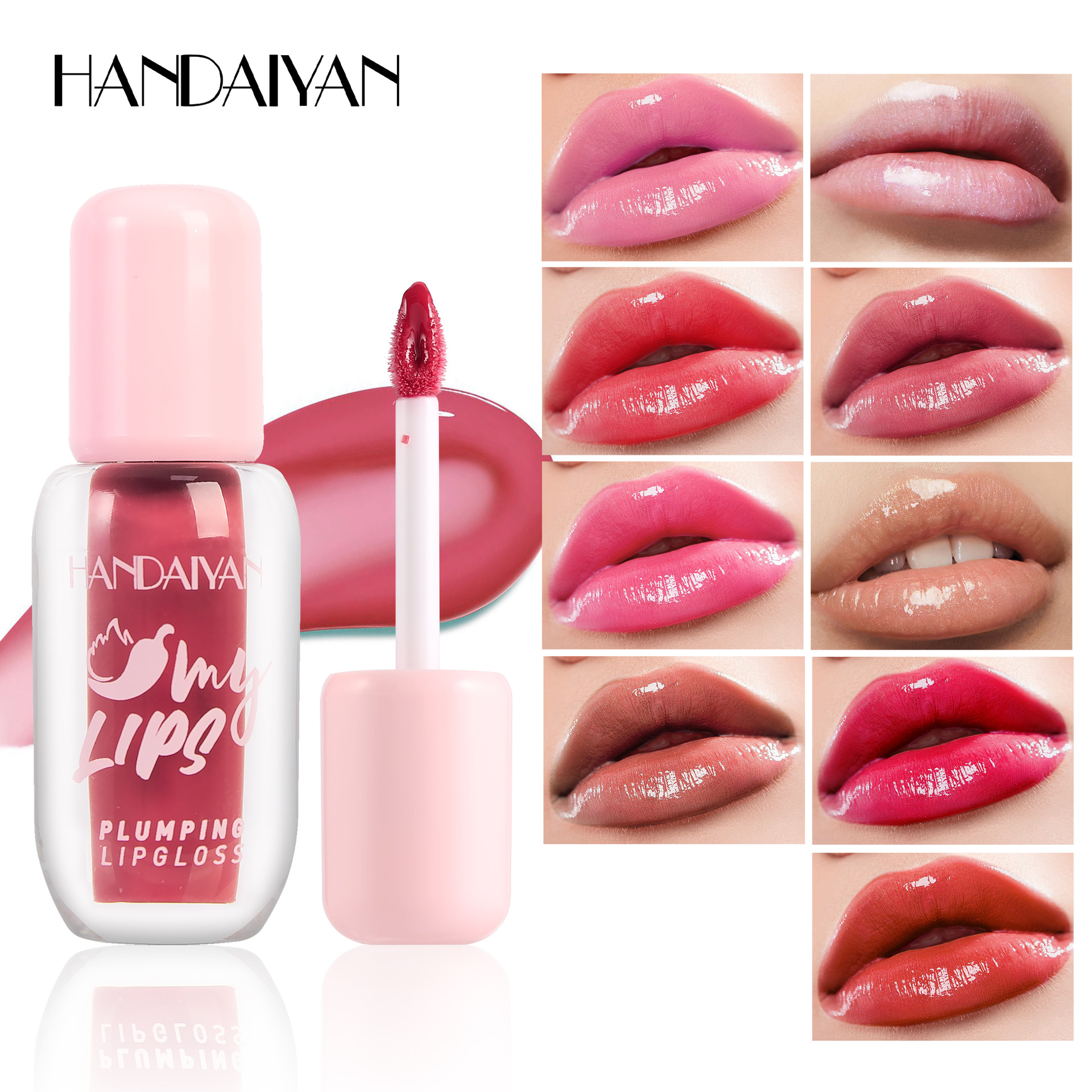 Cross-border Water Light Mirror Lip Gloss Lip Gloss, Pearlescent Lip Gloss Lipstick handaiyan Long-lasting Moisturizing and hydrating Lip Dye Specification drawing