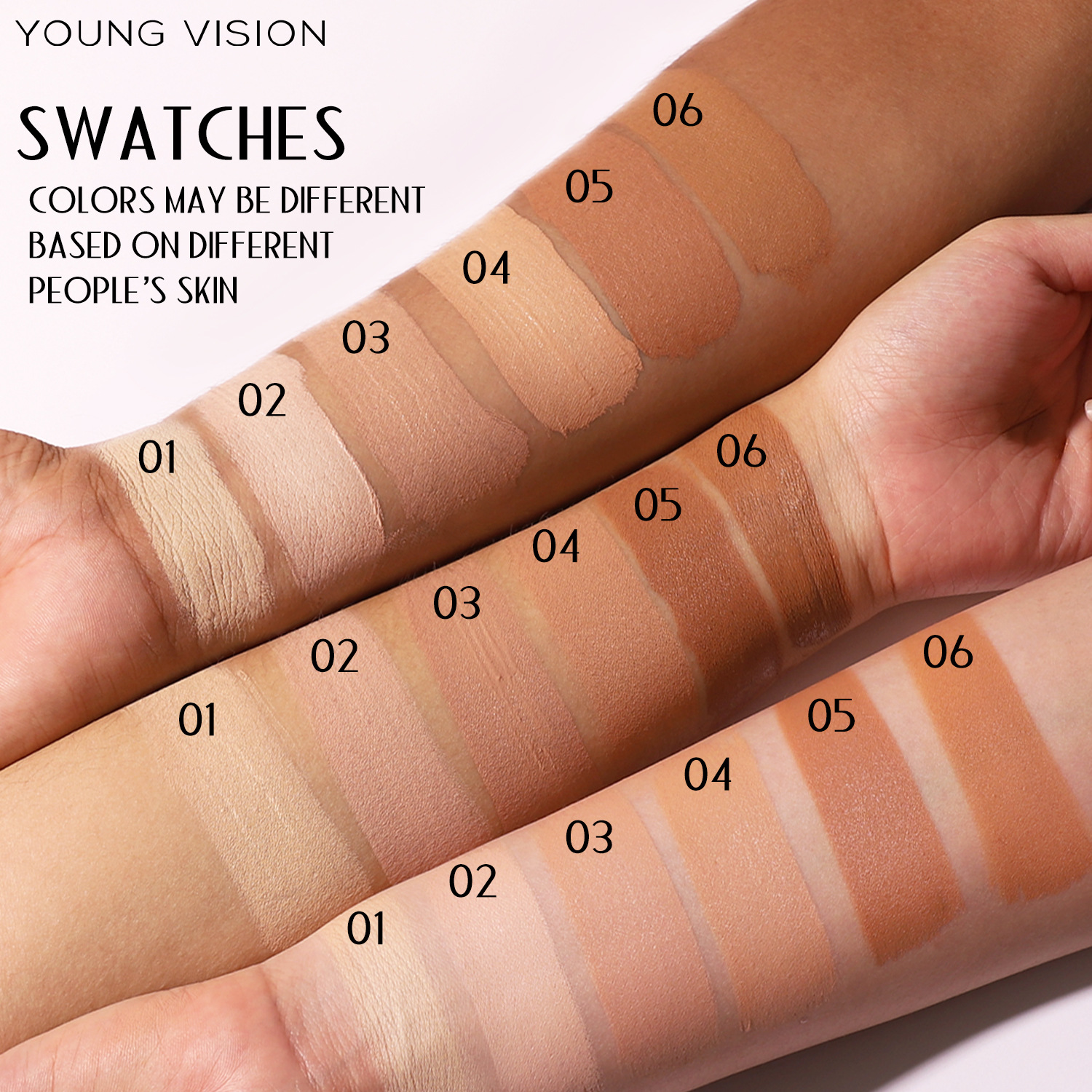 YOUNG VISION 6-color Matte Foundation, Wheat-colored Contouring Foundation Cream Specification drawing