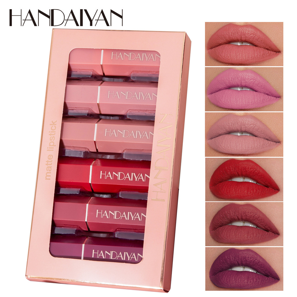 Cross-border matte hexagonal lipstick set, long-lasting waterproof matte Lipstick HANDAIYAN Export Lipstick set box details Picture