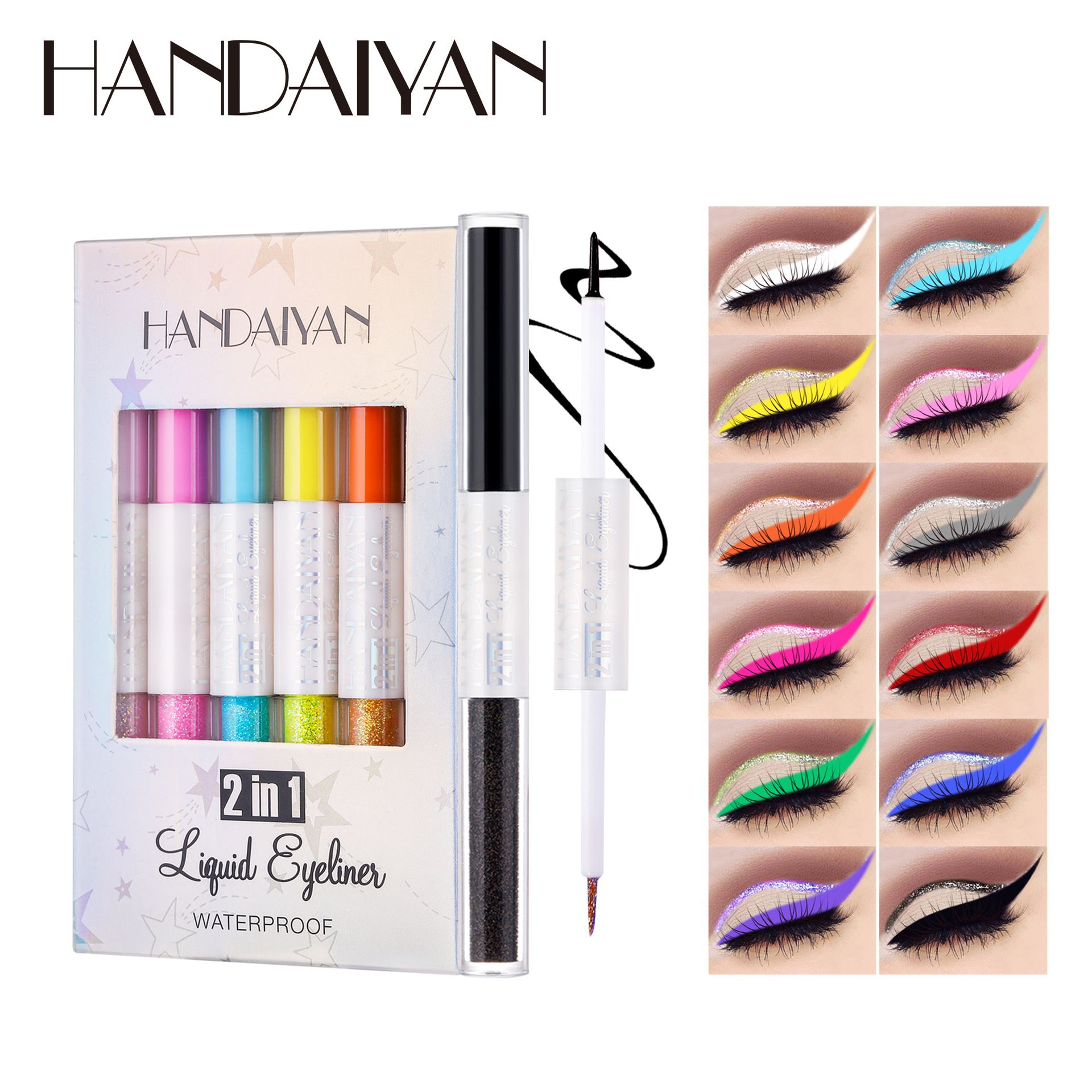 handaiyan Han Daiyan Double-headed Eyeliner Pen, extremely fine, long-lasting, waterproof and brightening eyeliner liquid Pen Set, Sleeping Silkworm Pen Item Picture