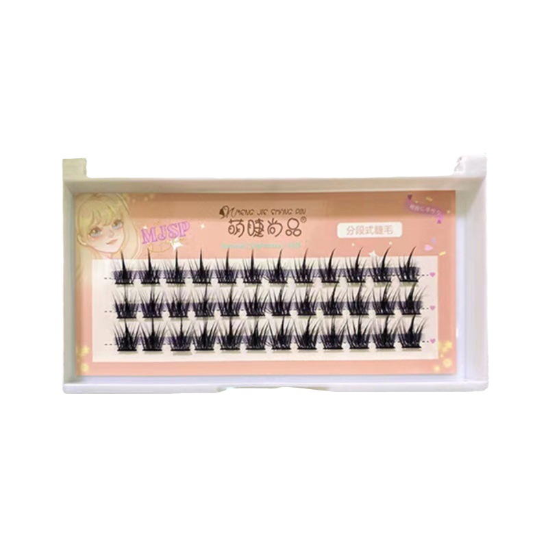Mengjie Shangpin Pure Wild Devil False eyelashes Barbie Feather Style Supernatural three-segment self-adhesive tufted eyelashes for beginners Item Picture