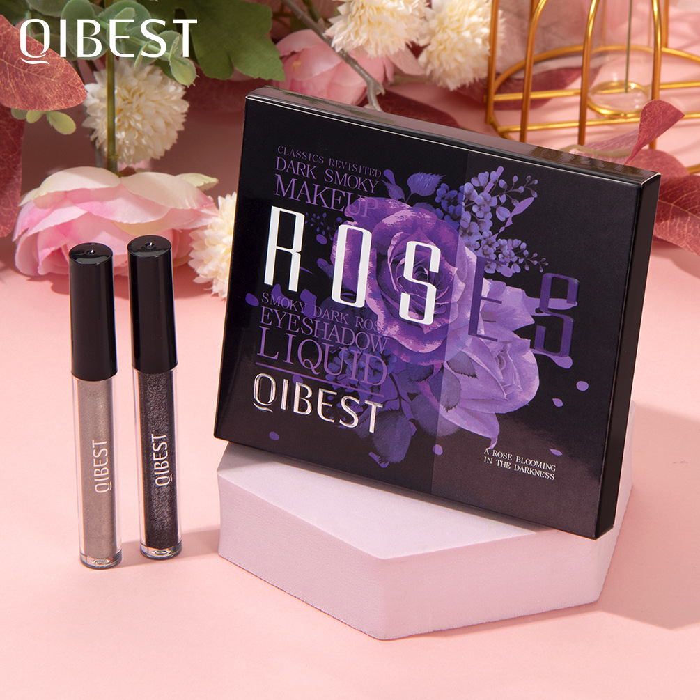 QIBEST Cross-border Cement Grey Eyeshadow Liquid Matte Pearlescent Fine Flash Dark Style European and American punk Smoky Eye Eyeshadow Liquid full figure