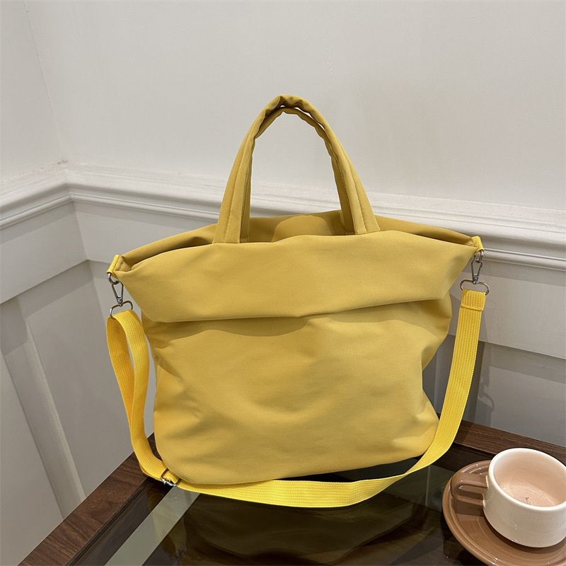 New casual nylon fashion solid color 2024 large-capacity solid color tote canvas crossbody single-shoulder hand-held Tote bag full figure